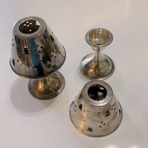 Christmas votive lamps, set of 2, silver plated?
